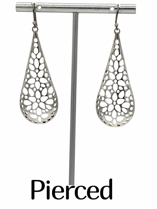 Lucky Brand Jewelry - Lucky Brand Silver-Tone Cutout Floral Teardrop Dangle Earrings Woman’s Jewelry